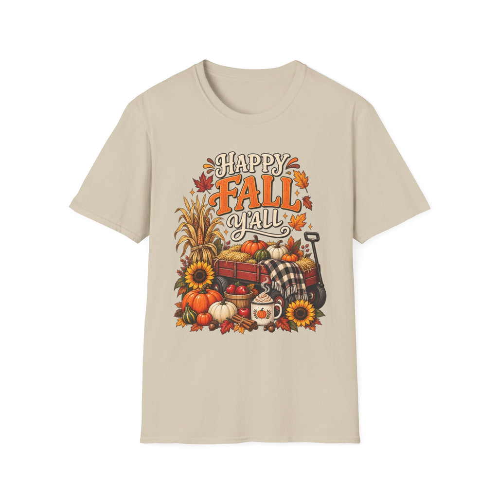 Happy Fall Y'all T-Shirt — Autumn Pumpkin & Sunflower Tee