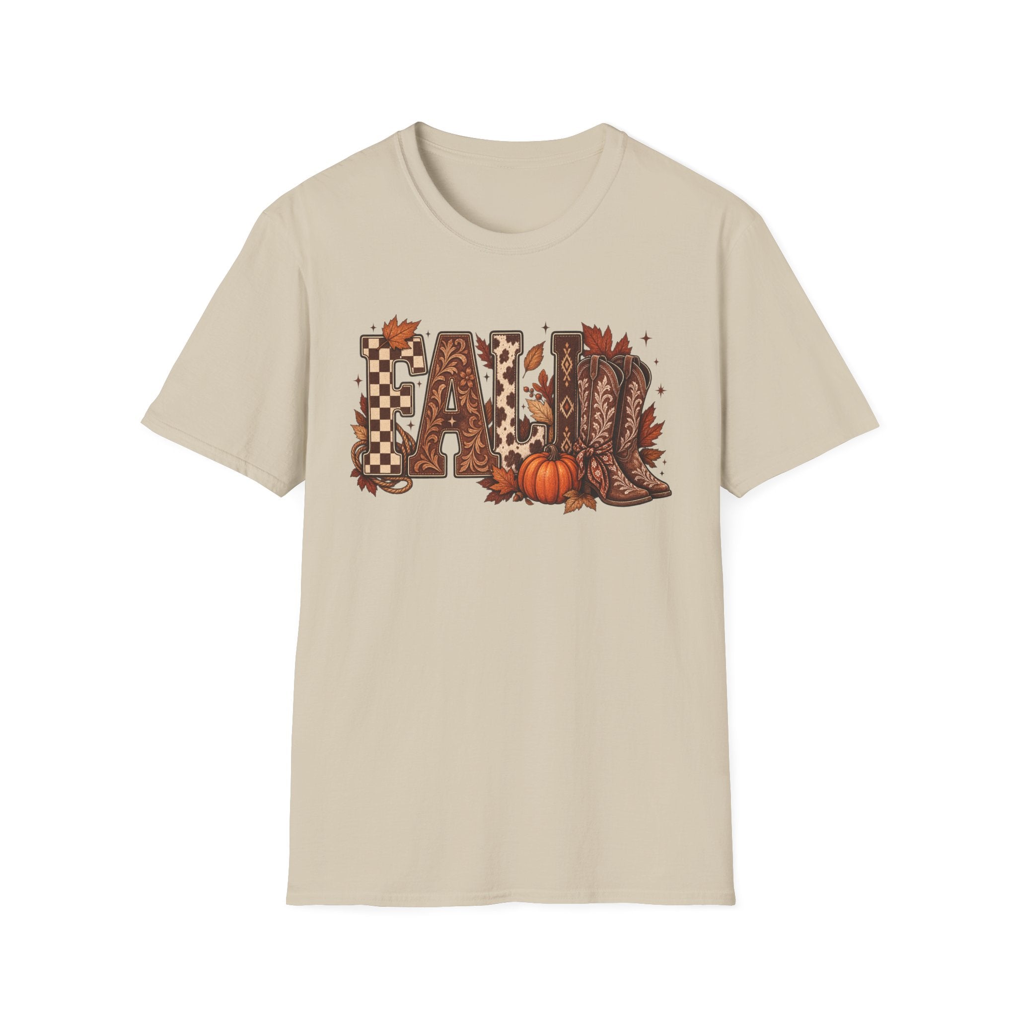 Fall Graphic T-Shirt — Pumpkin & Cowgirl Boots Autumn Tee