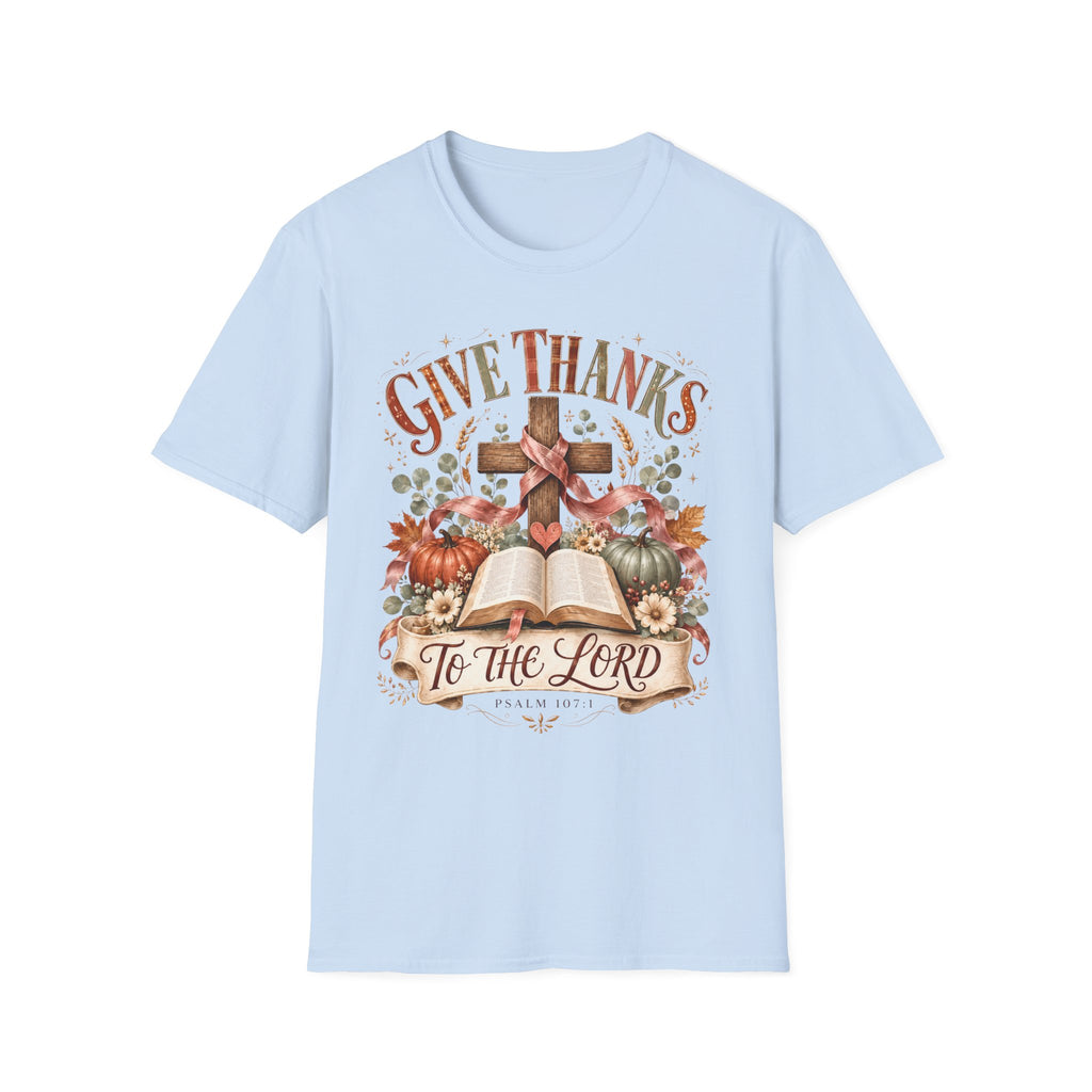 Give Thanks Christian T-Shirt — “Give Thanks to the Lord” Fall Faith Tee