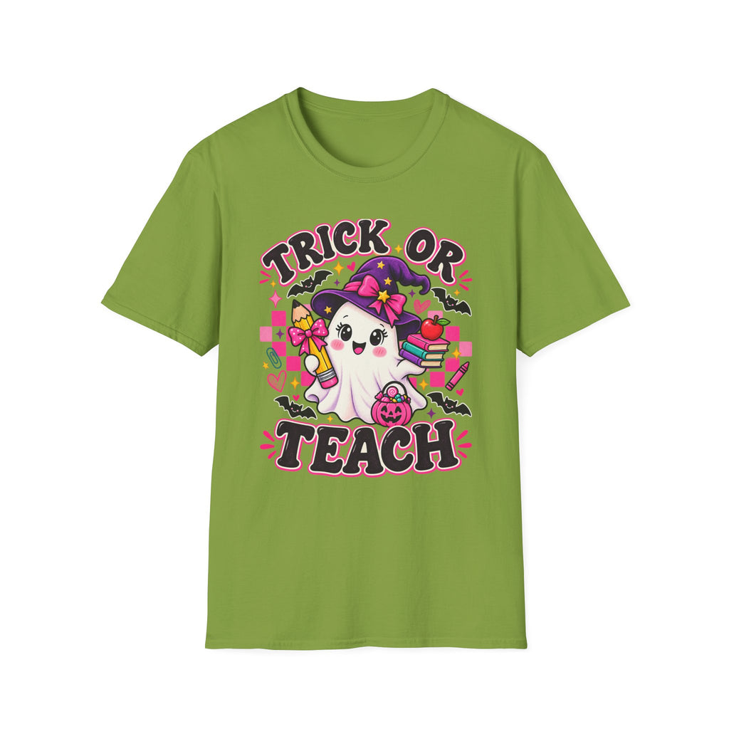 Trick or Teach T-Shirt — Cute Witch Ghost Teacher Halloween Tee