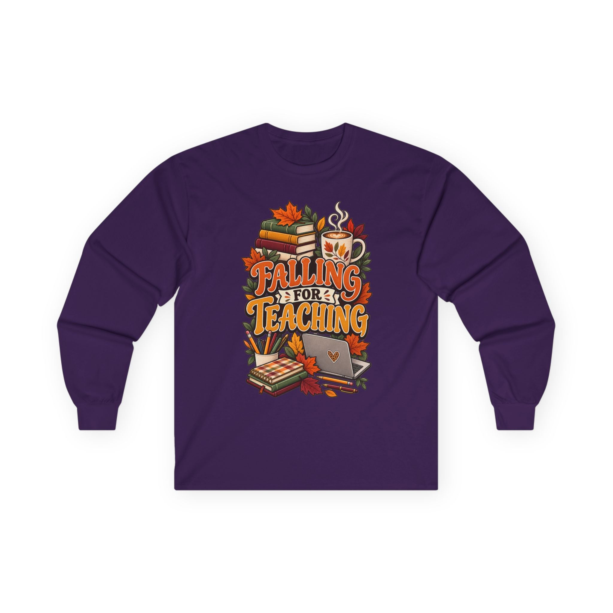 Long Sleeve Tee — "Falling for Teaching" Autumn Teacher Shirt